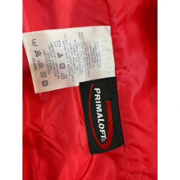 Lands End Womens White Quilted PrimaLoft Hooded Puffer Jacket Pink Lining Size M - Picture 17 of 17